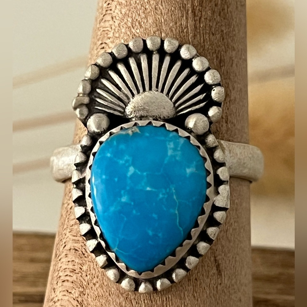 Solid Matte Sterling Silver Blue Ridge Turquoise … - image 8